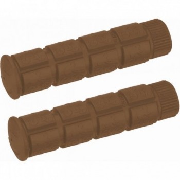 Brown Rubber V-Grip Grips 120mm for Single Speed Bike - 1