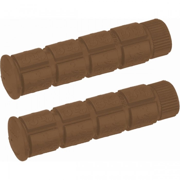 Brown Rubber V-Grip Grips 120mm for Single Speed Bike - 1