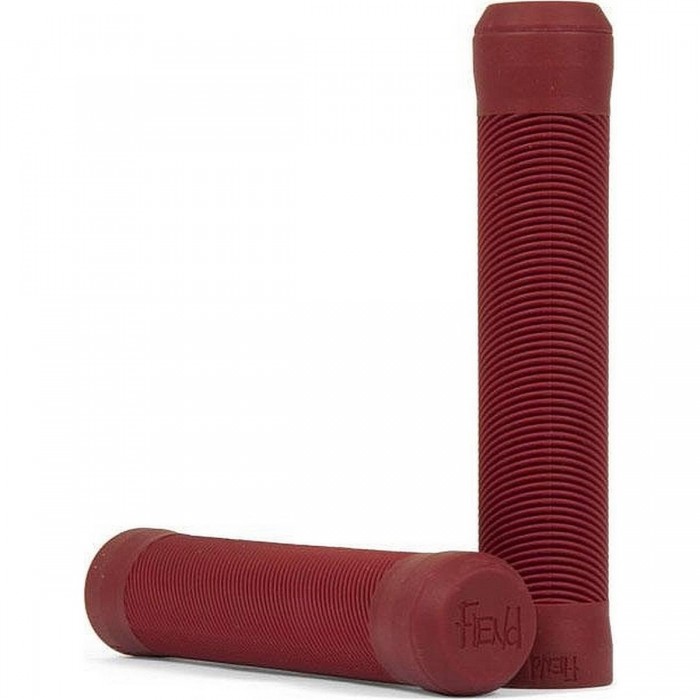 Fiend Flangeless Dark Red Grips in Krayton Rubber with Angled Ridges - 1