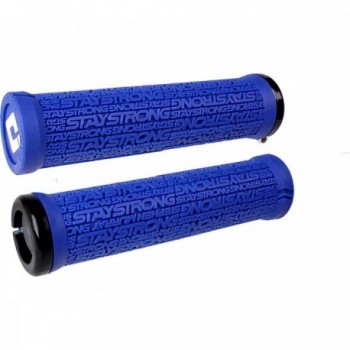 Poignées Stay Strong V2.1 Bleu Moyen avec Colliers Noirs - 135 mm pour BMX et MTB - 1