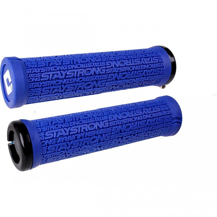 Stay Strong V2.1 Medium Blue Grips with Black Clamps - 135 mm for BMX & MTB - 1