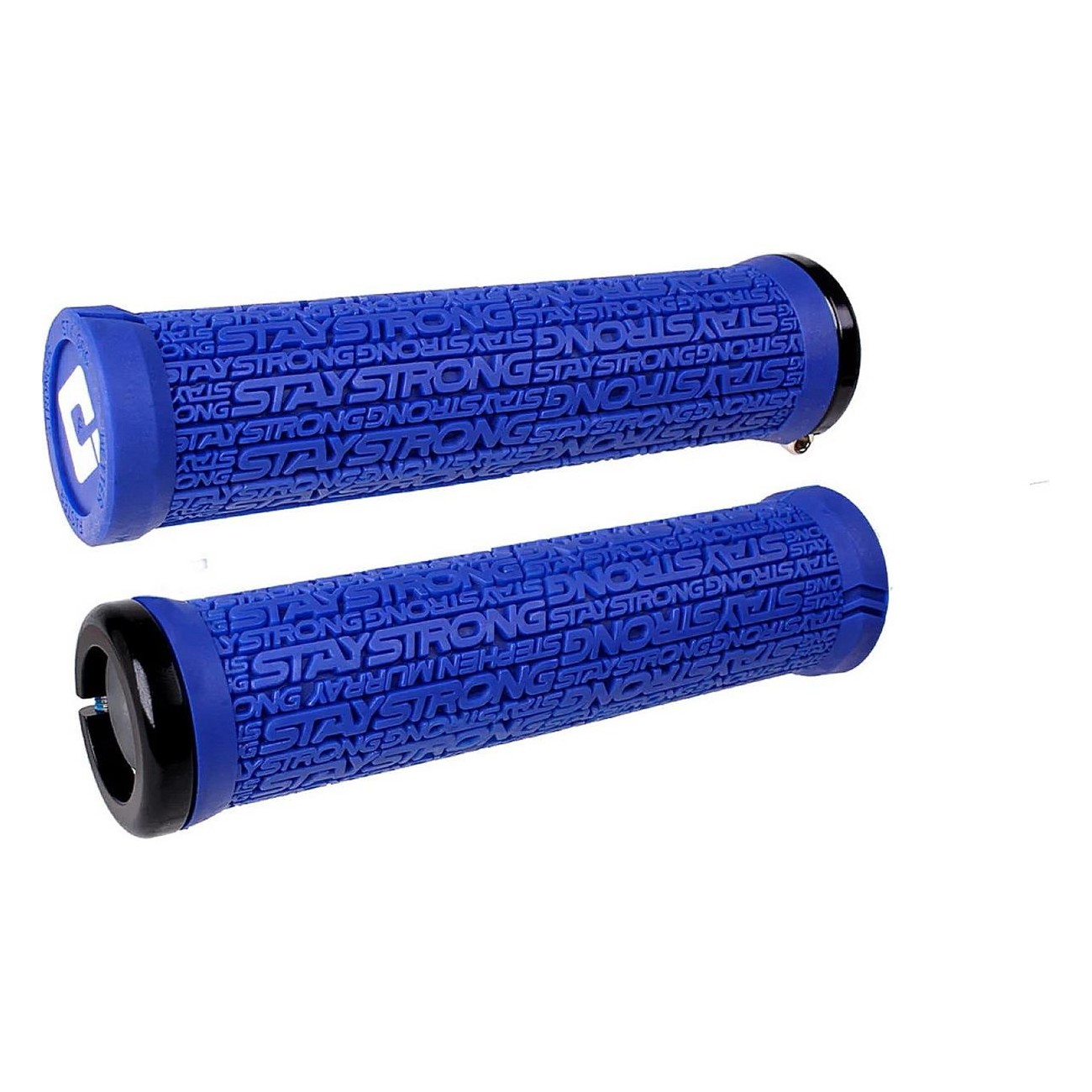 Poignées Stay Strong V2.1 Bleu Moyen avec Colliers Noirs - 135 mm pour BMX et MTB - 1