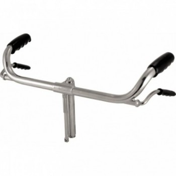 Silver Steel Bike Handlebar 480 mm for City with Grips and Covers - 1