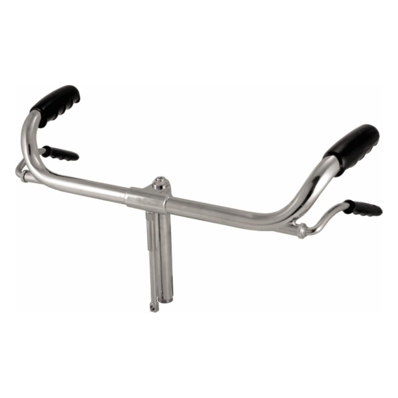 Silver Steel Bike Handlebar 480 mm for City with Grips and Covers - 1