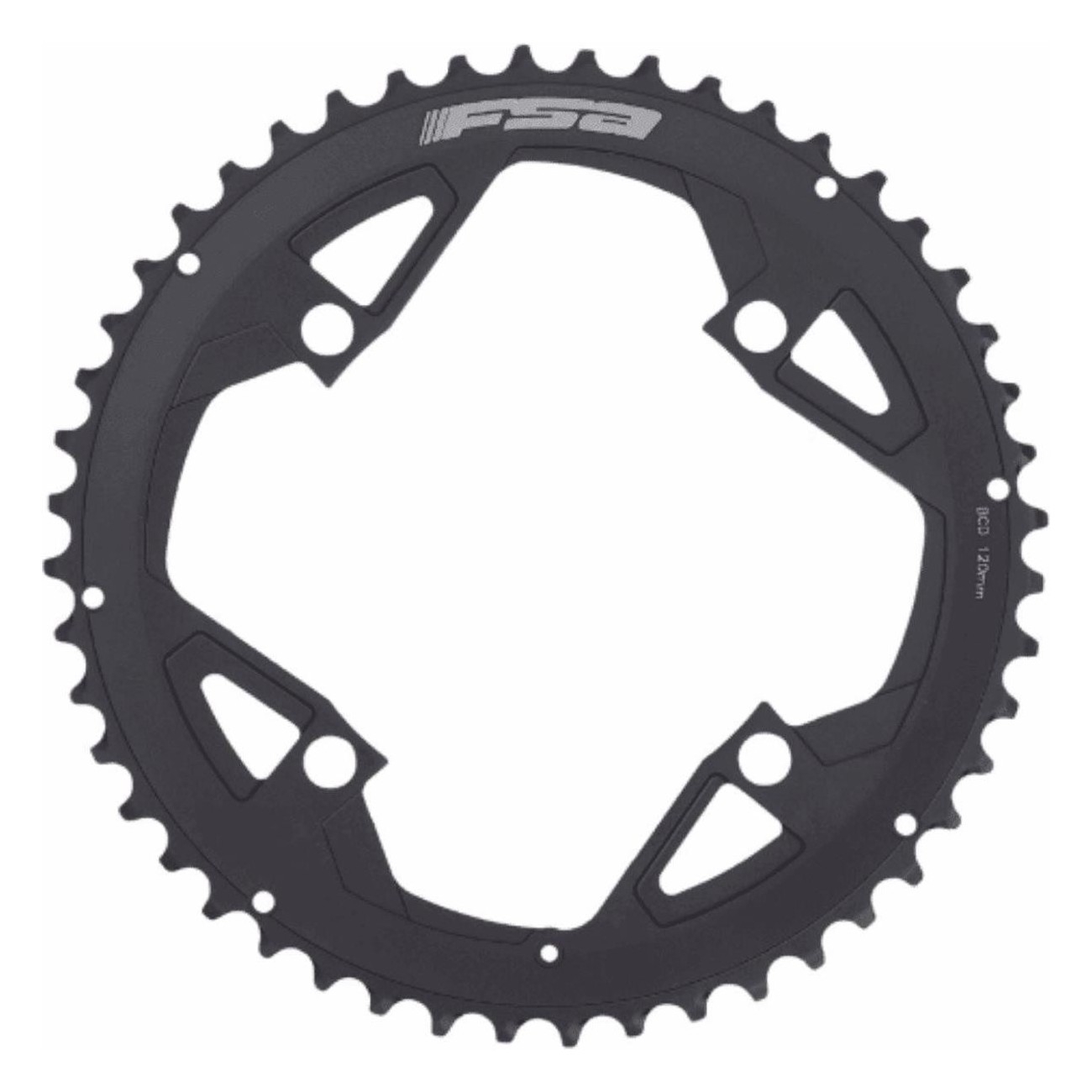 FSA 11v 53T Chainring for Road Bike, 120mm 4-Bolt, Black Aluminum - 1