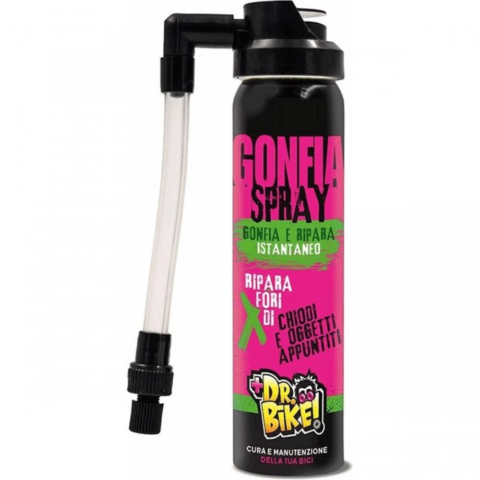 Spray Gonfia e Ripara Dr.Bike 75ml - Compatibile con Valvole Regina, Presta e Schrader - 1 - Riparazione e rappezzi - 8005586229