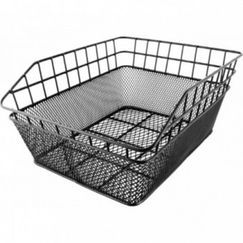 Black Iron Rear Basket 39x31x17 cm with Mounting Kit - Double Mesh - 1