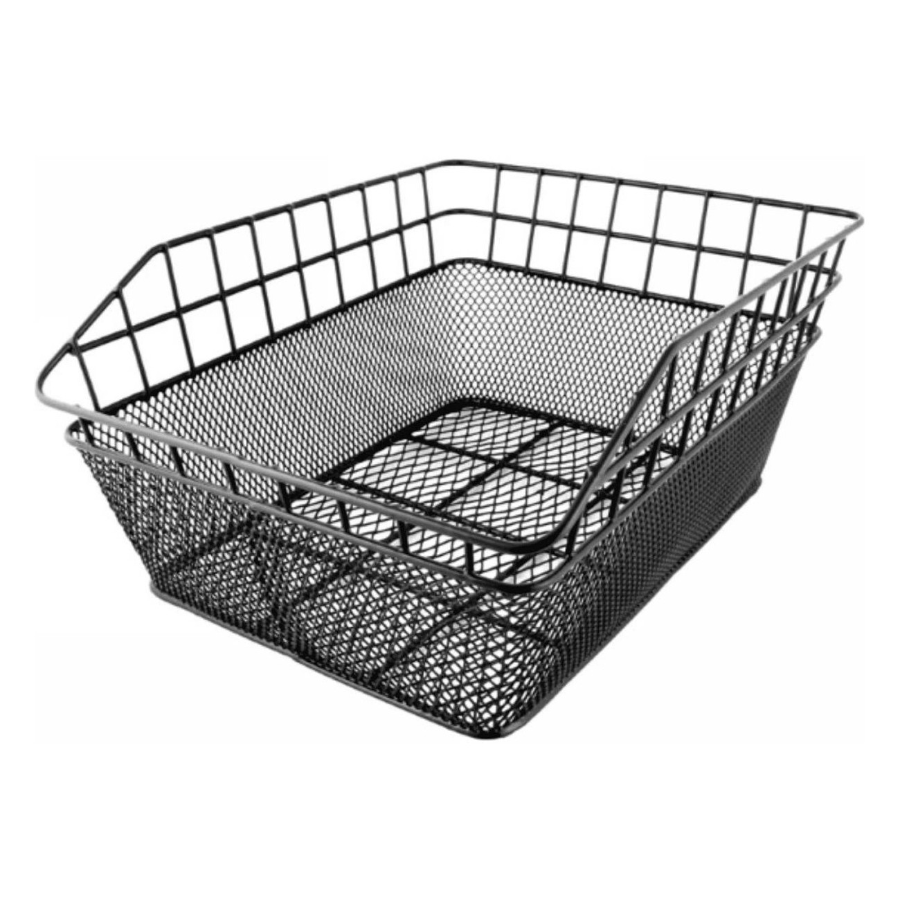 Black Iron Rear Basket 39x31x17 cm with Mounting Kit - Double Mesh - 1