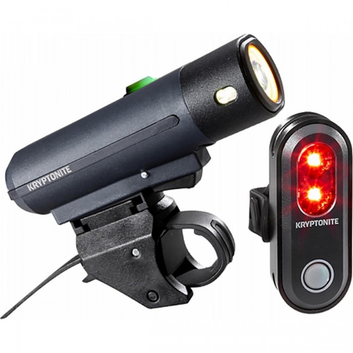 USB Rechargeable Bike Light Set: Front 500lm & Rear 45lm, Black - 1