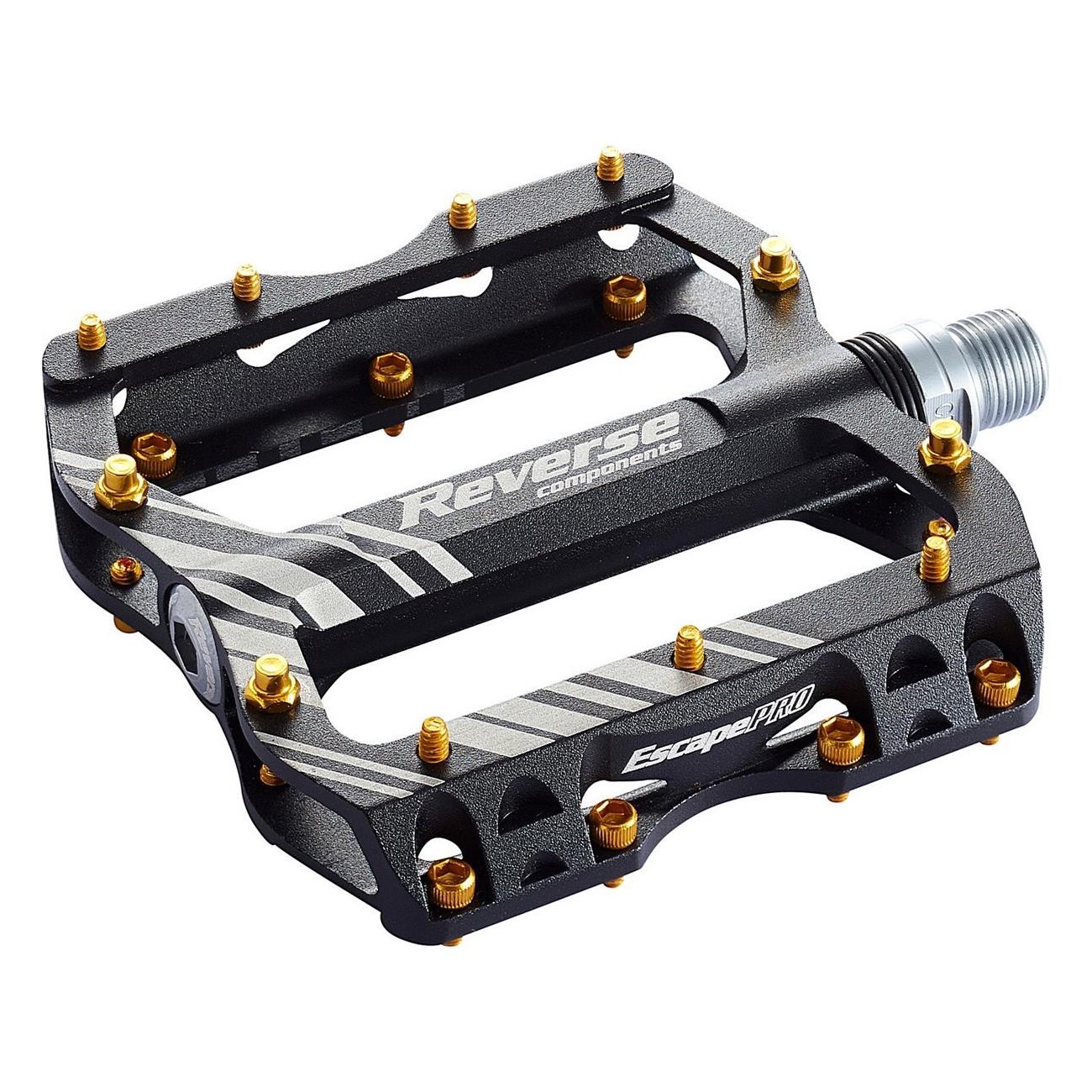 Pedal Inverso Escape Pro Negro-Oro para MTB - Ligero y Resistente en Aluminio CNC - 1