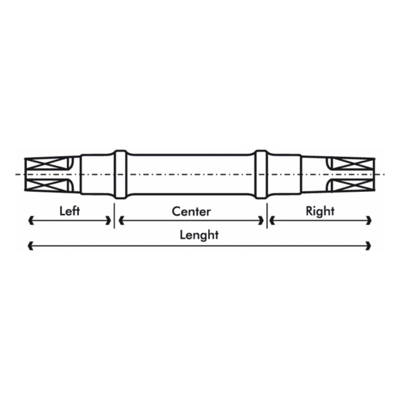 Perno Movimento Centrale Quadro 35x52x35mm con Filetto Inglese BSA per Biciclette - 1 - Altro - 