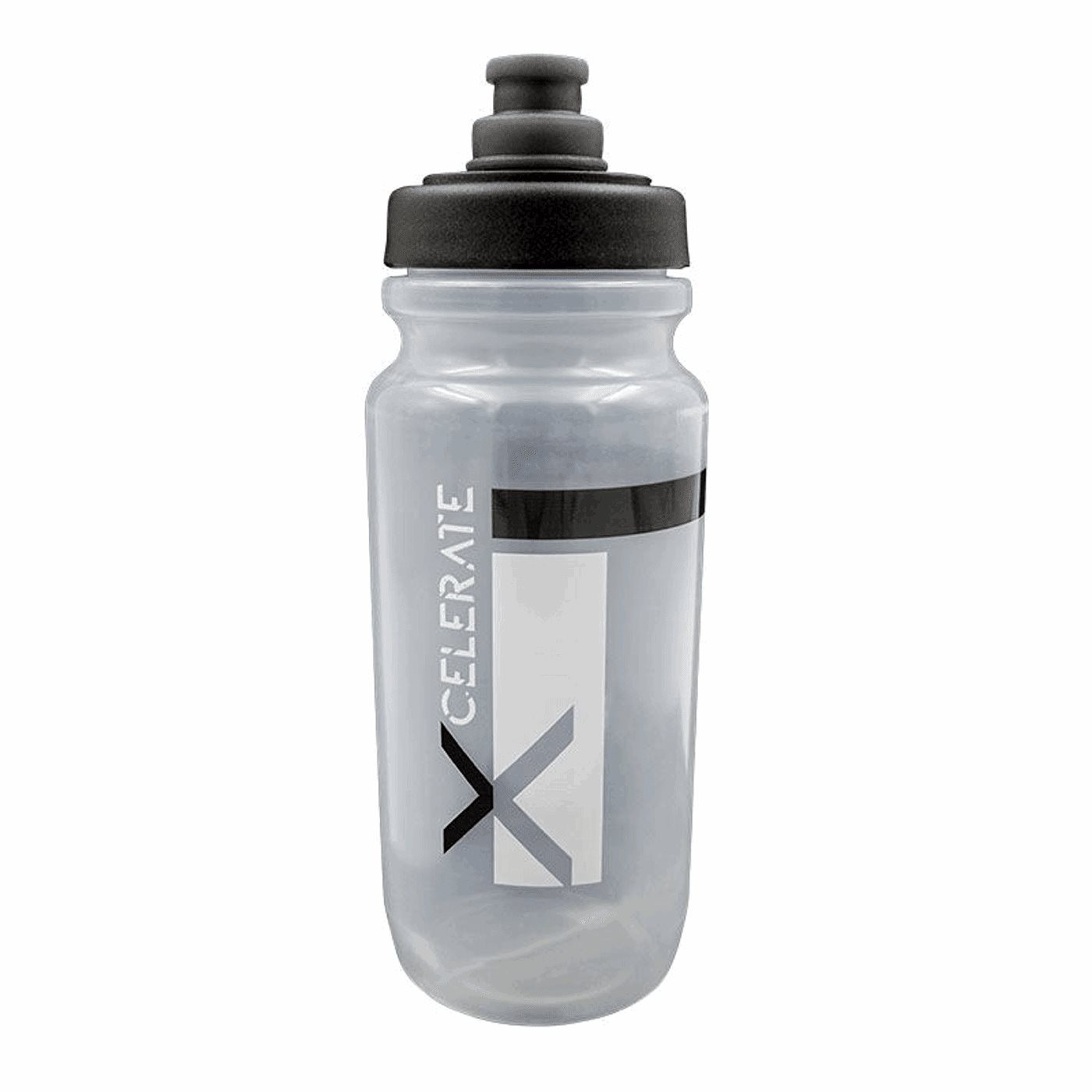 8005586229052 - Sportflasche X-Celerate 550ml Transparent Schwarz mit MVTEK-Ventil 66g