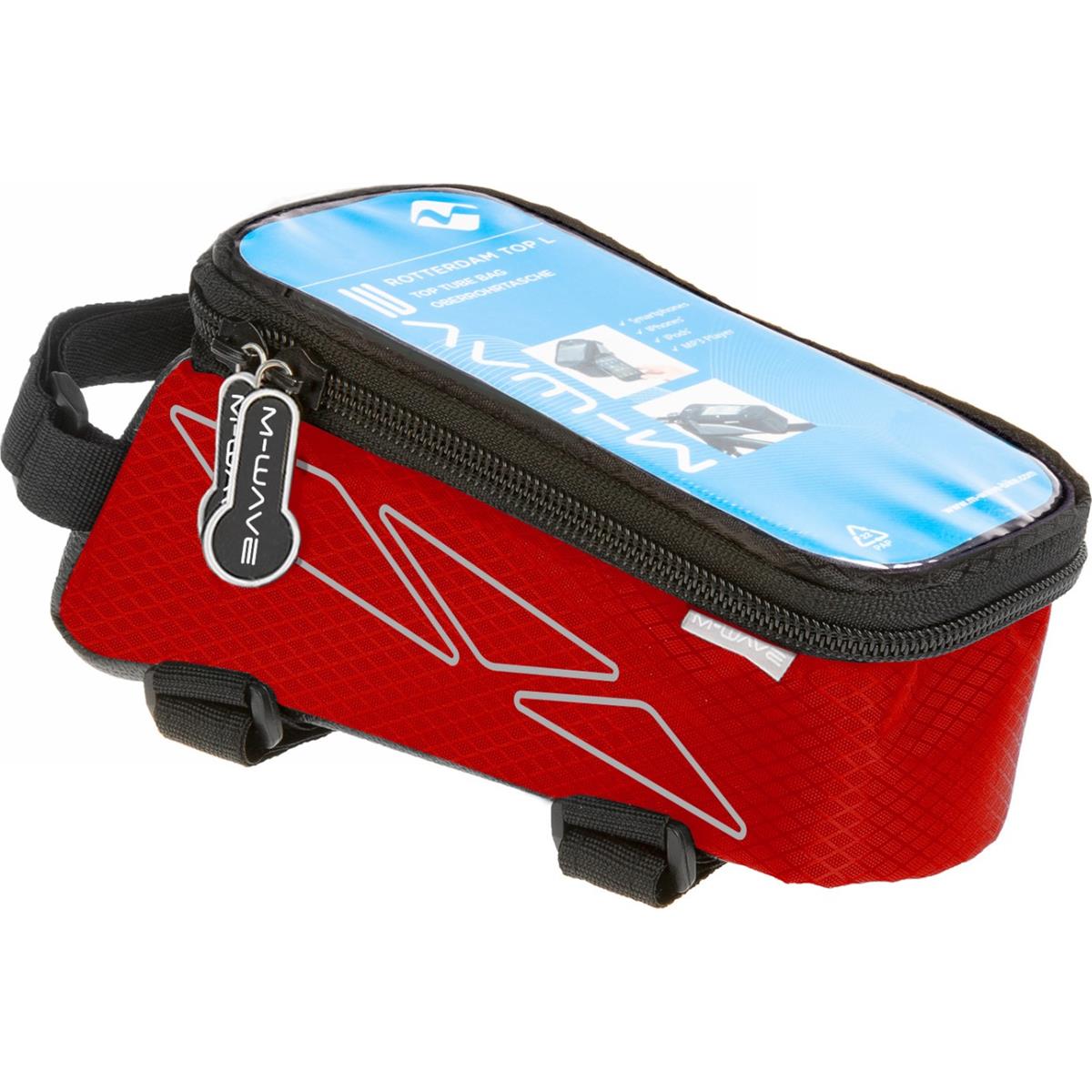 0887539009410 - M-WAVE Rotterdam Smartphone Top Tube Tasche Rot mit 3 Klettverschlüssen