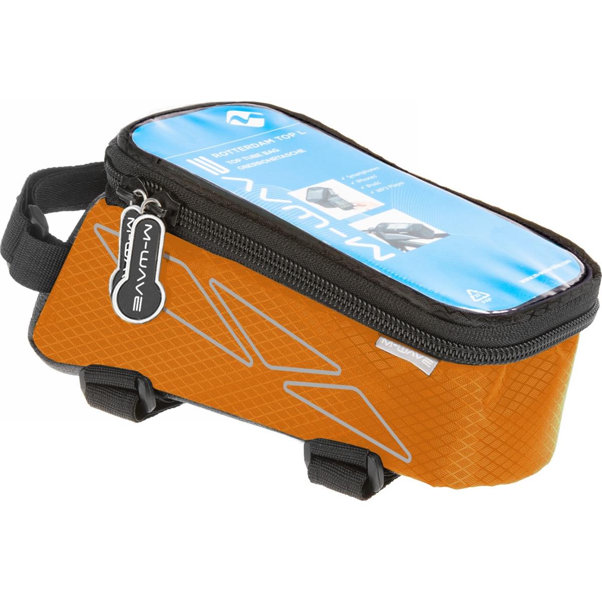 0887539009458 - M-Wave Rotterdam Top Tube Tasche für Smartphone Orange und Schwarz mit Klettverschluss