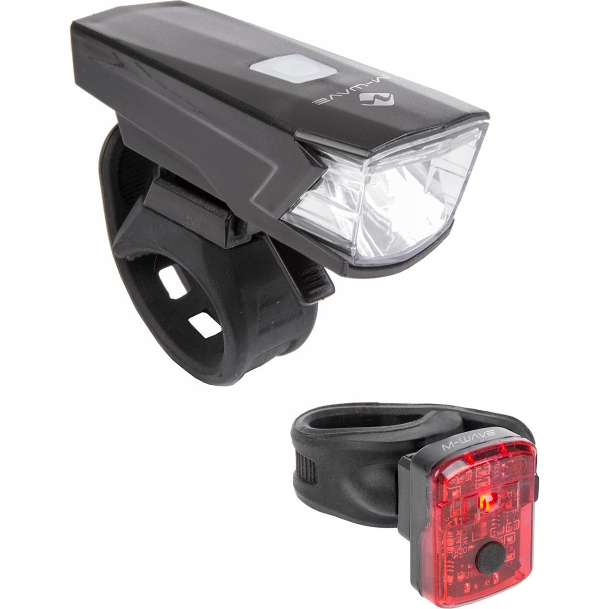 0887539027599 - M-WAVE Atlas K 15 USB Fahrradlampen Set 70 Lumen 30 Lux LED wiederaufladbar