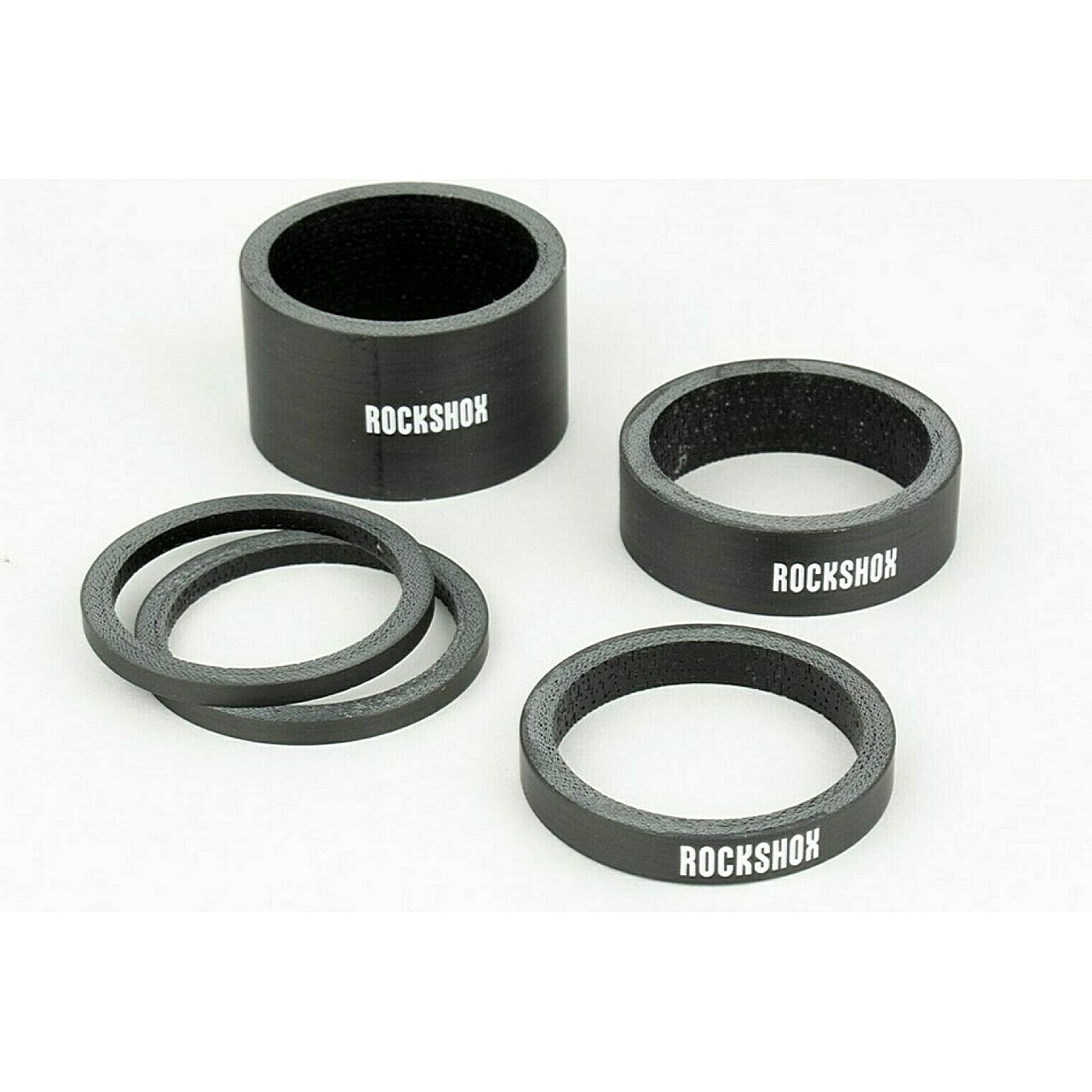 0710845841095 - Steuersatz Spacer Set aus UD-Carbon mit glänzendem weißen Logo - 2x5mm 1x10mm 1x20mm