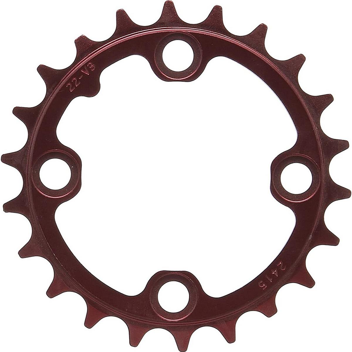 0710845628245 - Kettenblatt MTB 22T aus Aluminium Rot - 64mm BCD 3mm Dicke 9-fach kompatibel