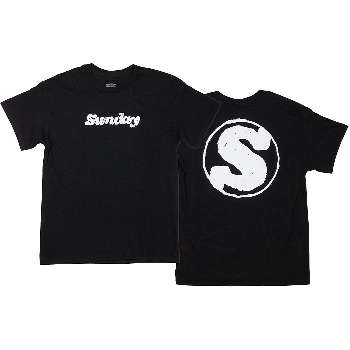 T-shirt sunday stampa rigida in bianco e nero l