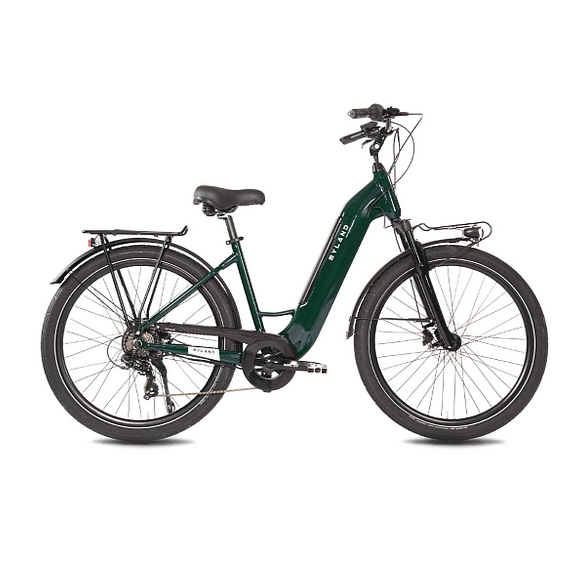 8059796061407 - E-Bike Unisex Handy 26 Grün XS - MYLAND E-City Bike mit Shimano 7-Gang und hydraulischen Scheibenbremsen