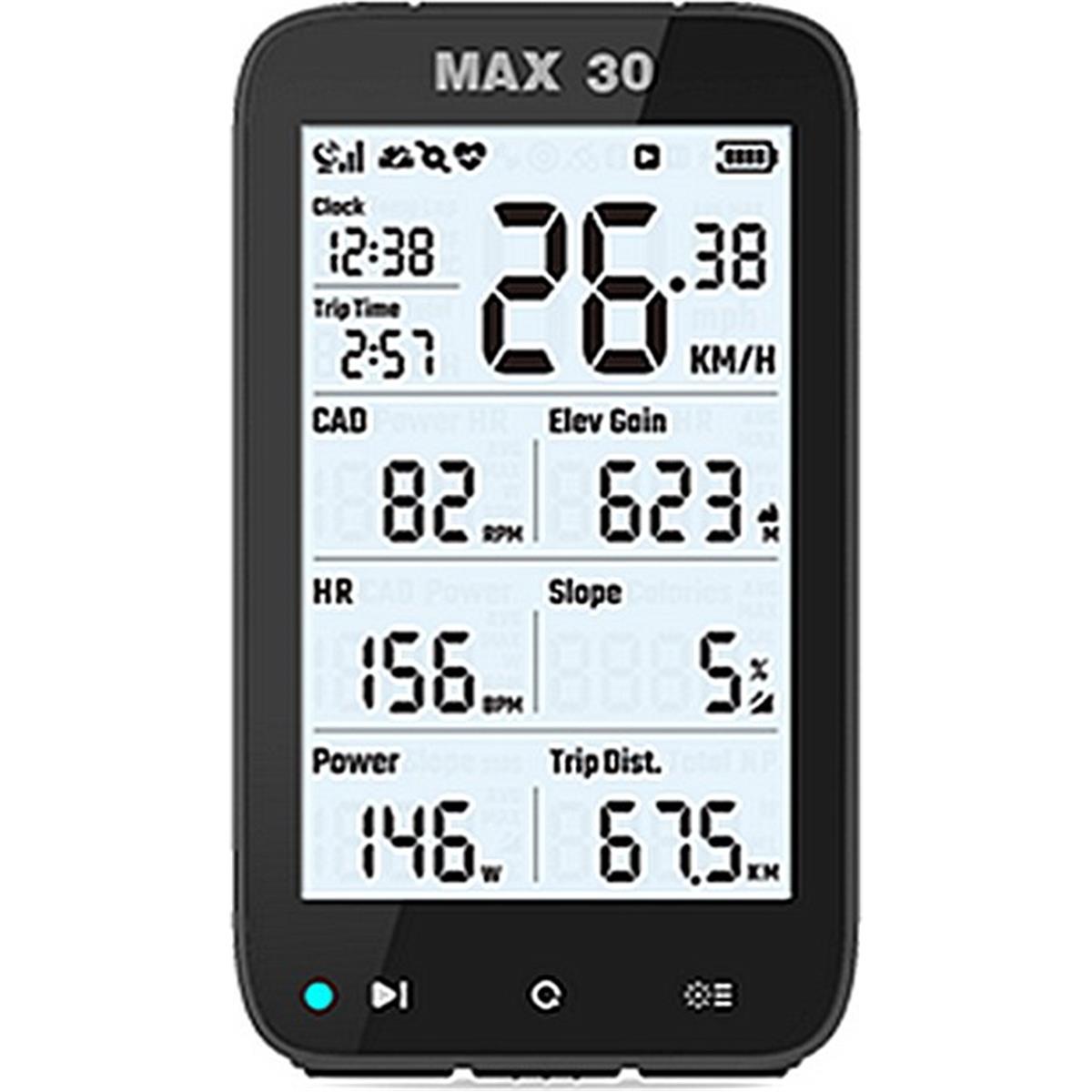 6927813900454 - Ciclocomputer Max 30 GPS Schwarz mit 47 Funktionen und Höhenmesser