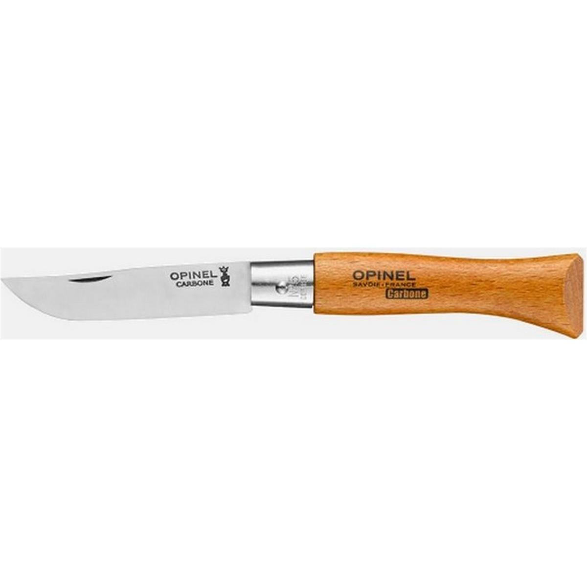 3123841110503 - Opinel Viroblock N5 Taschenmesser aus Kohlenstoffstahl mit 6 cm Klinge und Buchenholzgriff