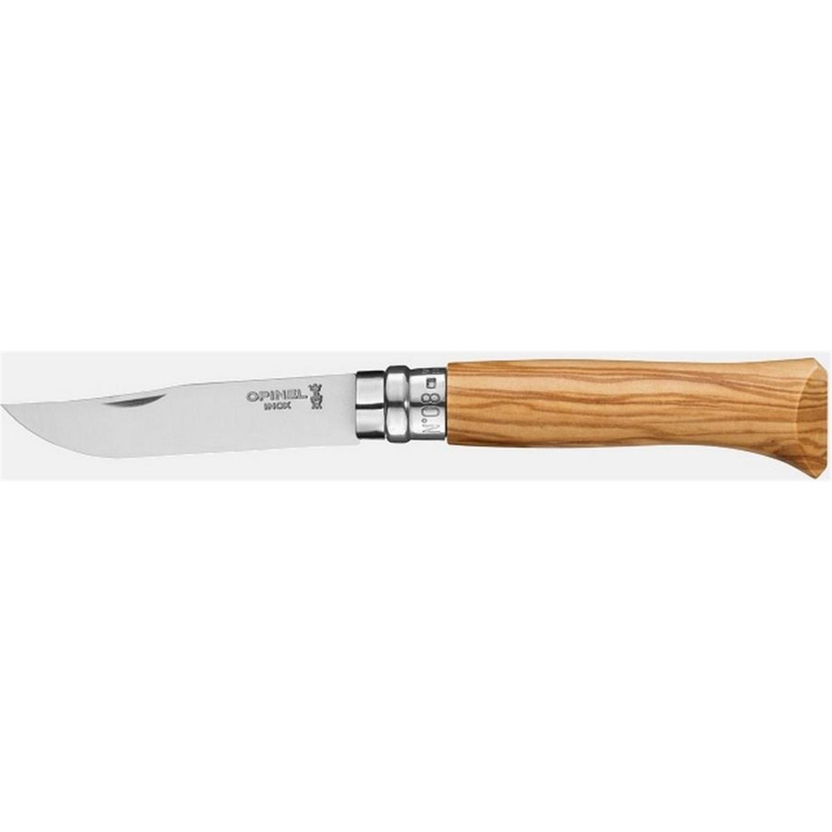 3123840020209 - Opinel Messer N08 Inox mit Olivenholzgriff - Mediterrane Eleganz und Virobloc-Sicherheit