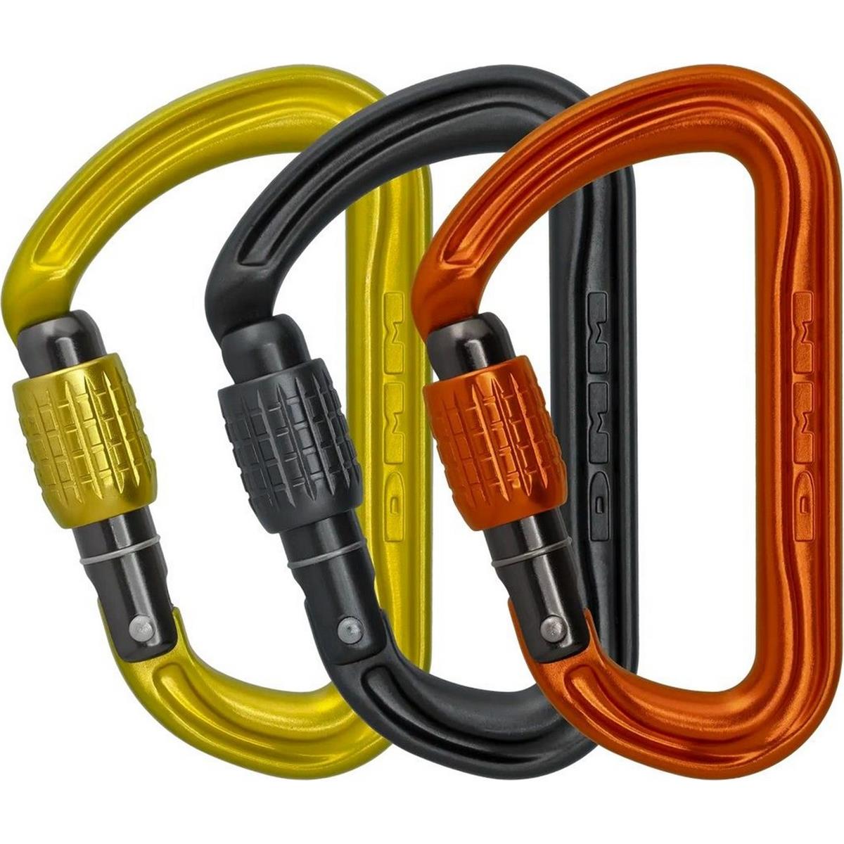 5031290229128 - 3er-Pack Schraubkarabiner Shadow Lime Grau Orange - Leicht und Sicher