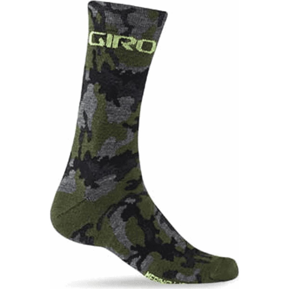 0768686598449 - Merino Wolle Fahrradsocken Camo Gelb Fluoreszierend - Größe 46-50